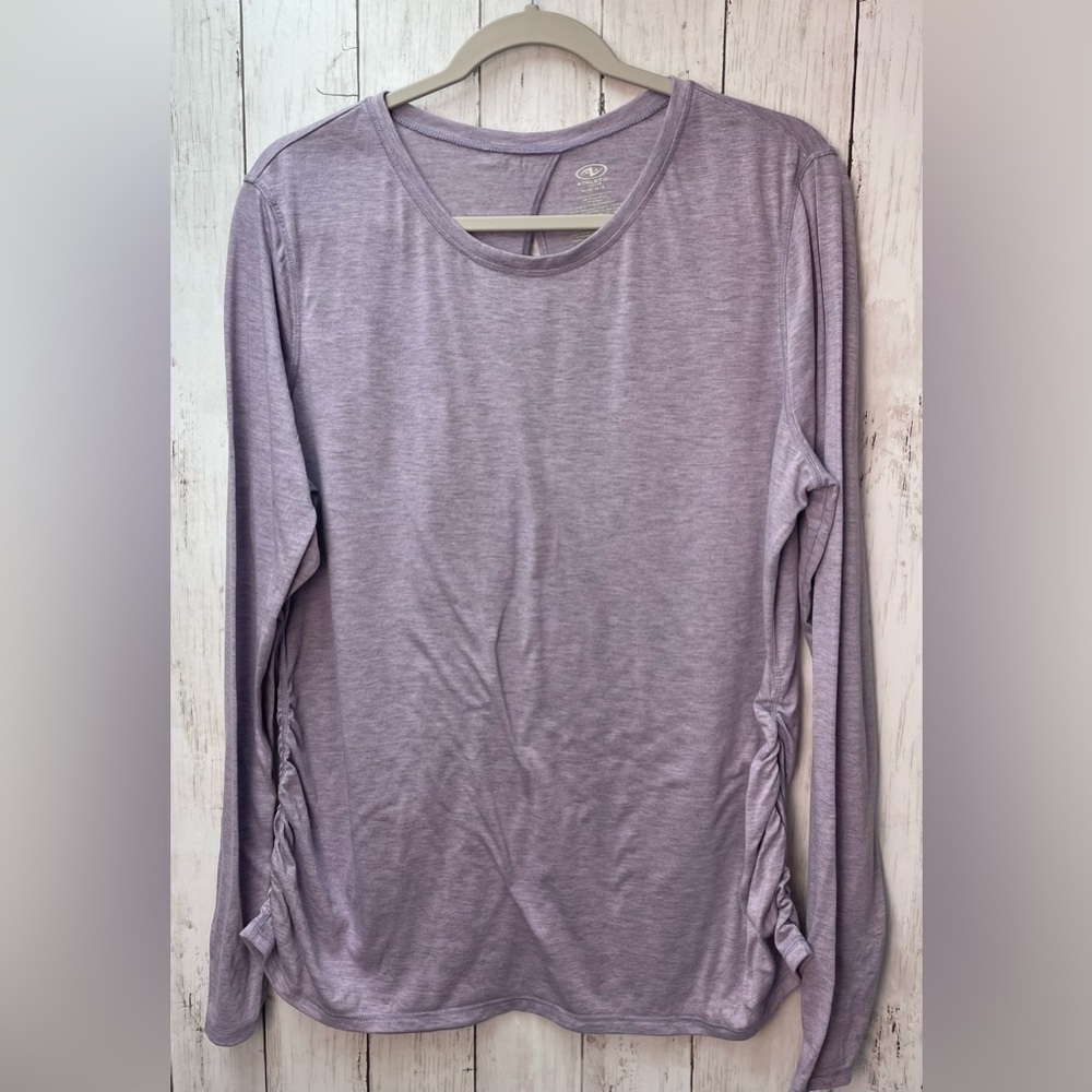 Athletic Works Lavender Ruched Long Sleeve Blouse size XL gym/workout/walk